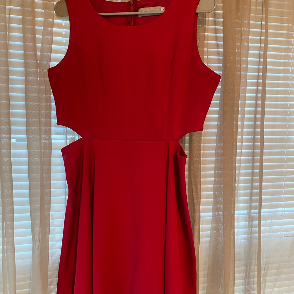 Red Women's Fit-and-Flare Mini Dress with Side Slits